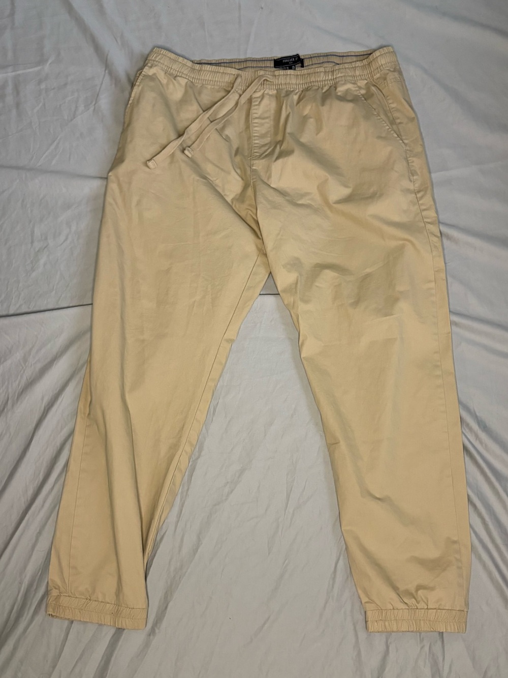Forever 21 Men's Drawstring Joggers in Light Beige